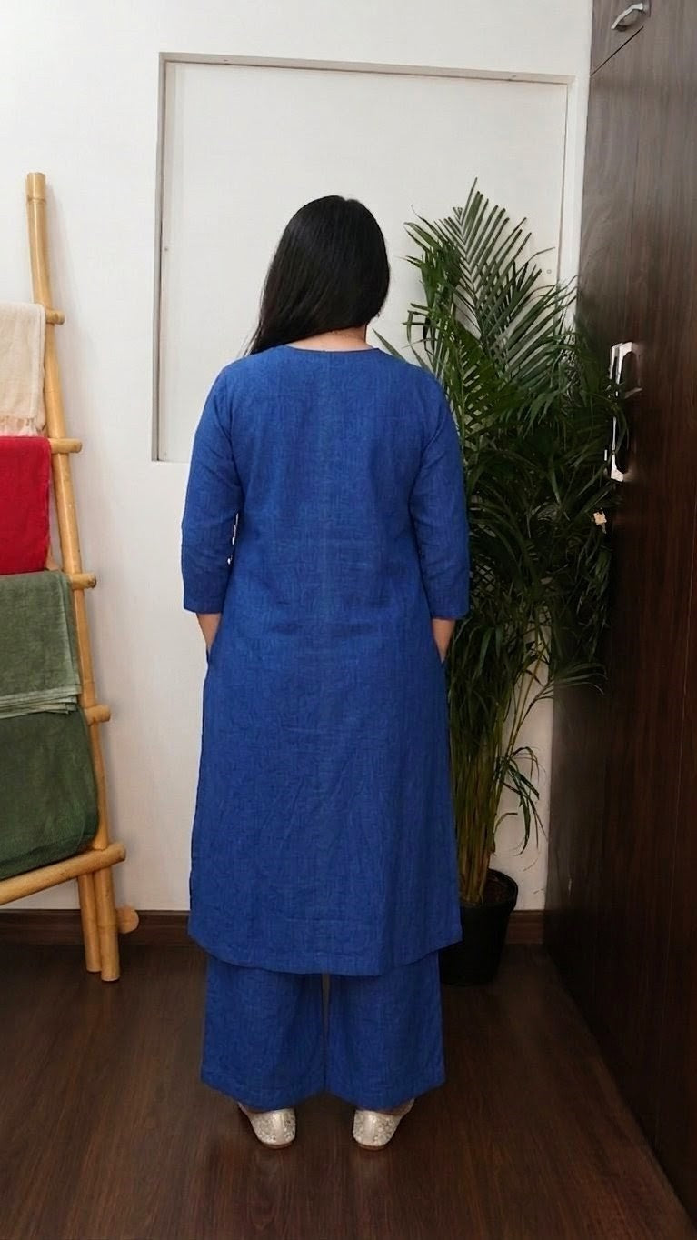 Neela: Pure Linen A-Line Kurta & Pant Set with Pockets