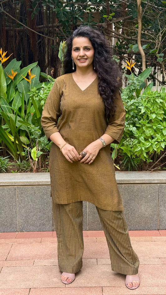 Vanya: Olive Brown Co-ord Set