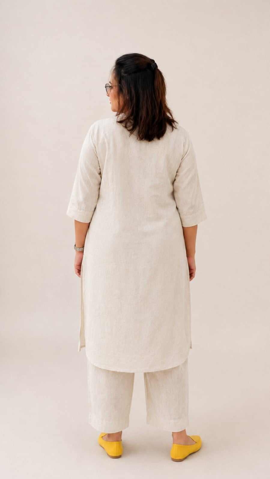 Ojas: White Cotton Slub Co-ord Set