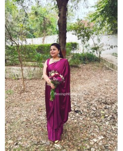 Mulberry Purple Satin Silk Saree 