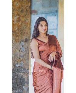 Hot Chocolate Satin Silk Saree 