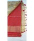 Beige Red Linen Saree