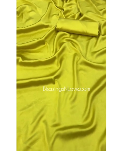 Lime Green Satin Silk Saree